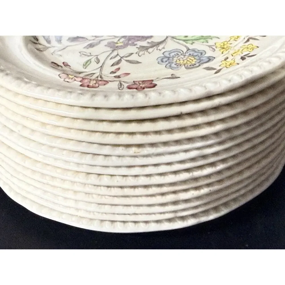 Spode England Marlborough Sprays Floral Rimmed Soup Bowl 8”